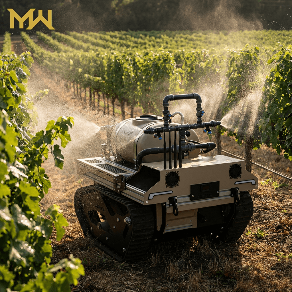 Autonomous agricultural UGV spraying vineyard rows