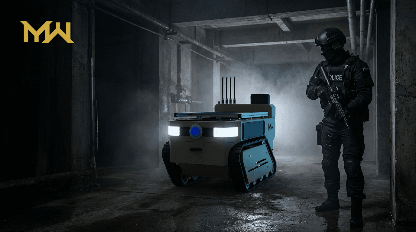 UGV BRAVOS configurado para segurança e patrulha de perímetro