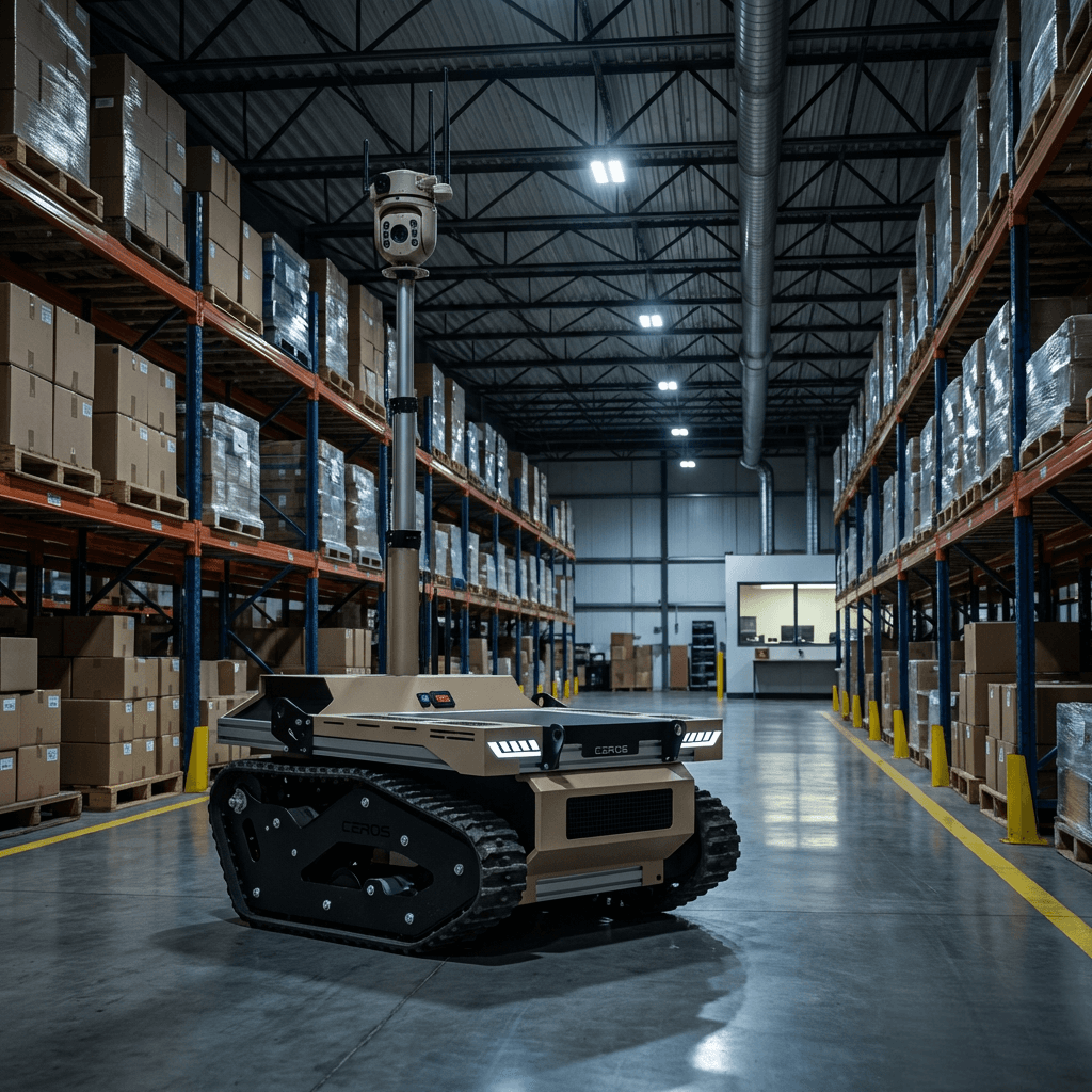 UGV compacto de lagartas CEROS com módulo de pulverização para vinha