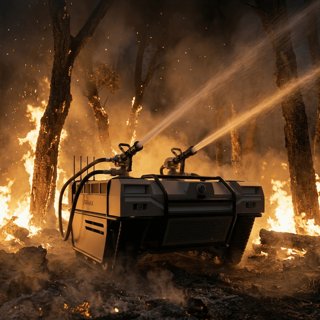 ARMAX modular heavy-duty UGV studio render showing payload platform